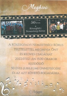 50 éves a Kőszegfalvi Nemzetiségi Kórus  plakát