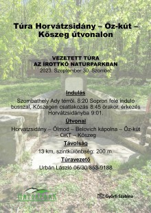 Túra Horvátzsidány – Őz-kút – Kőszeg útvonalon  plakát