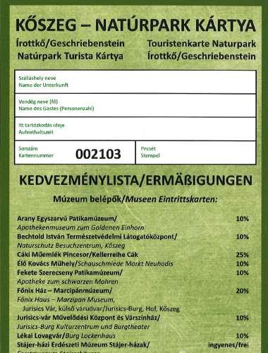 Kőszeg - Natúrpark Kártya - 10%-50% kedvezmény